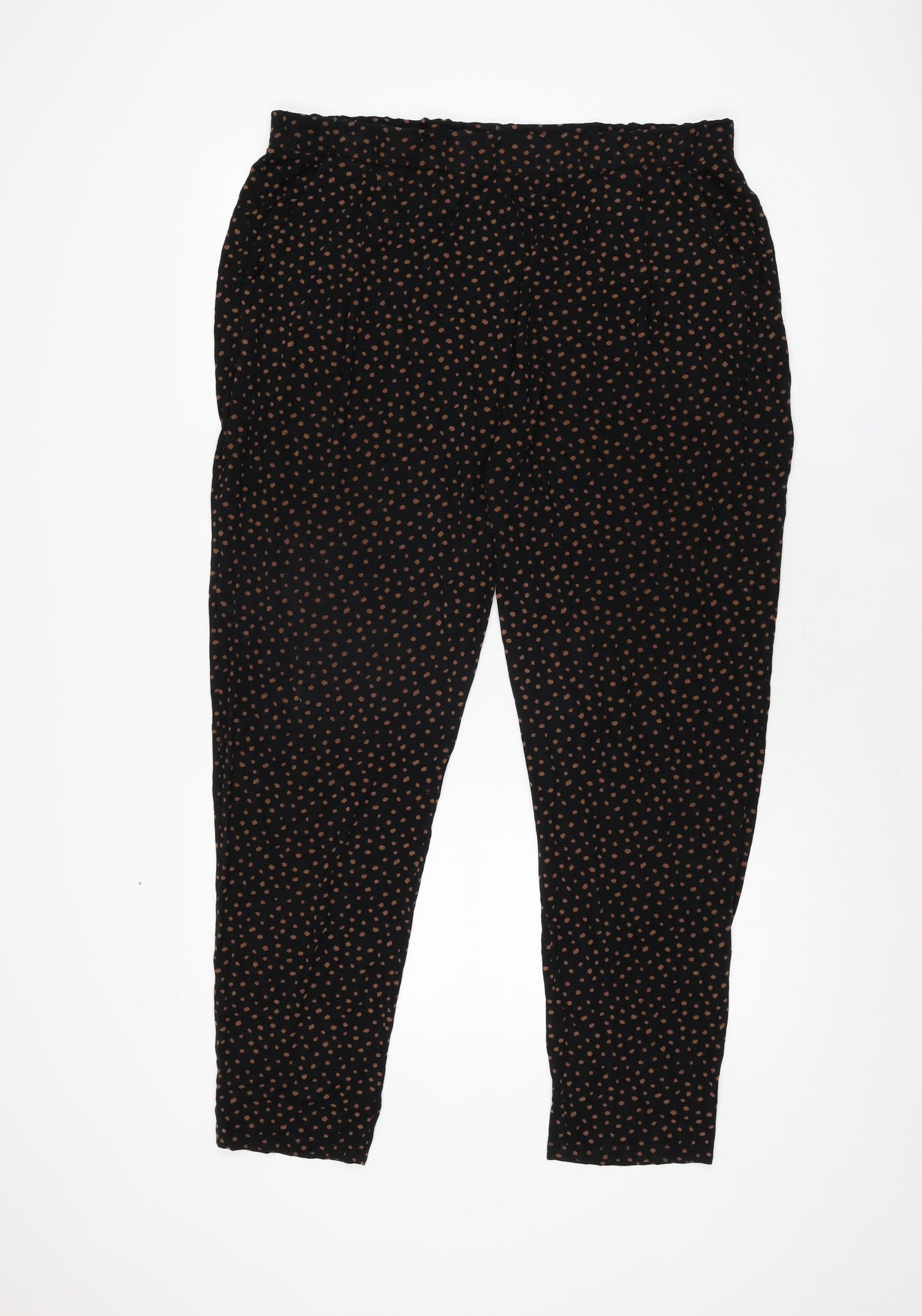 Marks and Spencer Womens Black Polka Dot Viscose Trousers Size 18 L28 in Regular