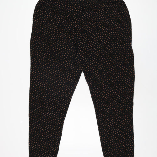 Marks and Spencer Womens Black Polka Dot Viscose Trousers Size 18 L28 in Regular