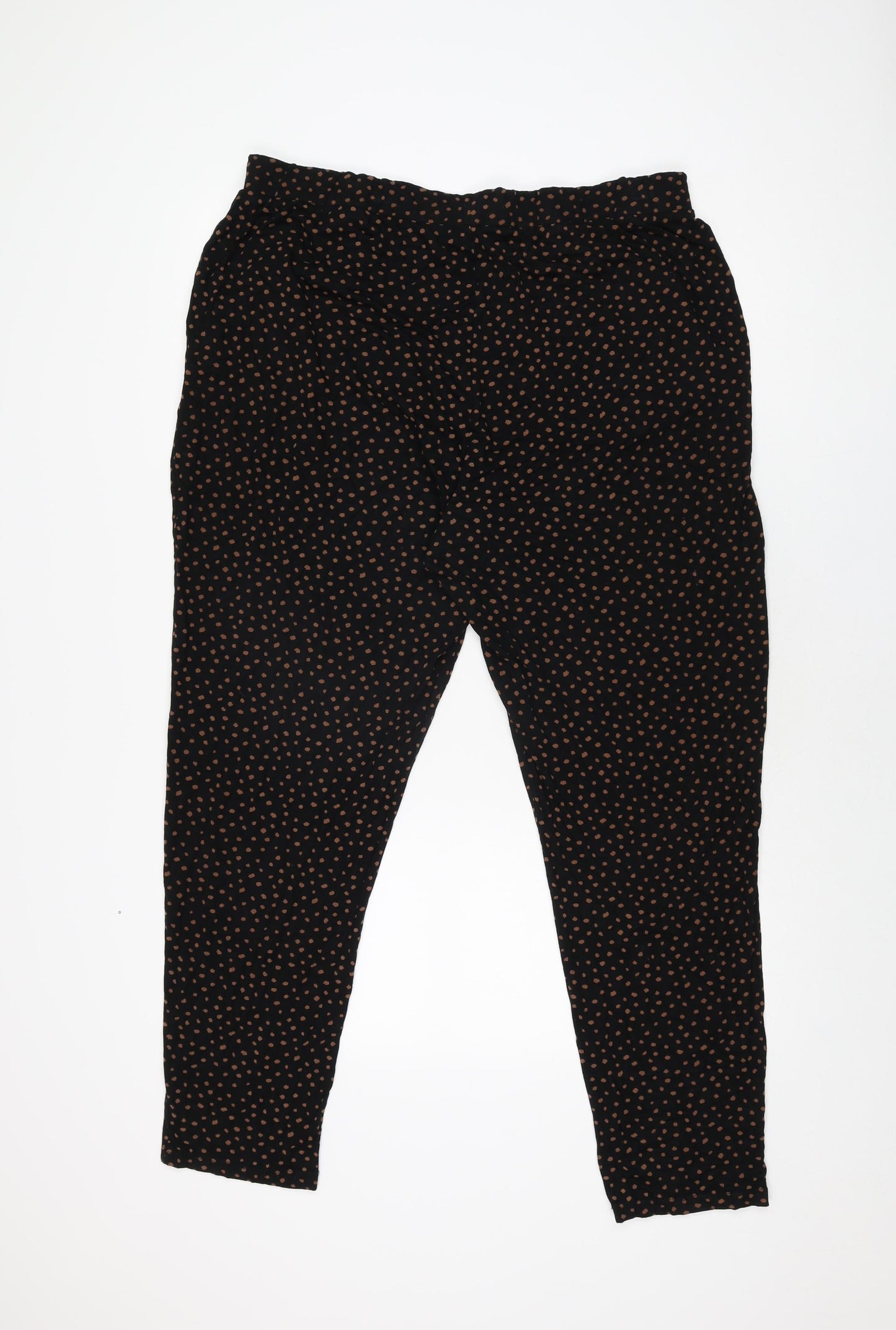 Marks and Spencer Womens Black Polka Dot Viscose Trousers Size 18 L28 in Regular