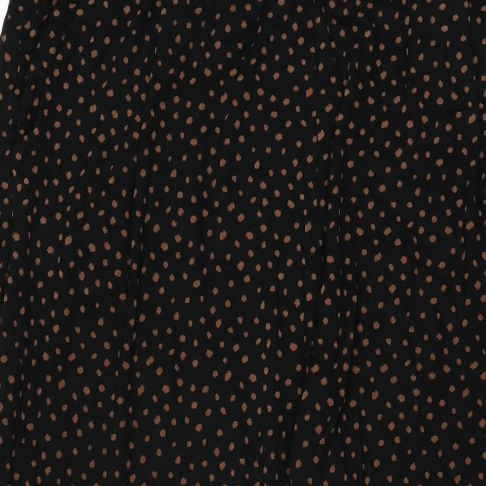 Marks and Spencer Womens Black Polka Dot Viscose Trousers Size 18 L28 in Regular