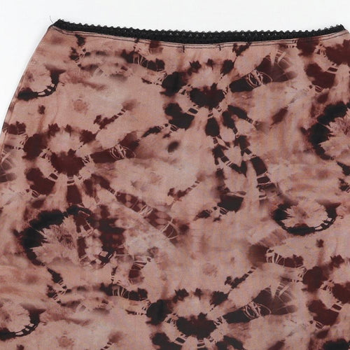 PRETTYLITTLETHING Womens Pink Geometric Polyester Mini Skirt Size 10 - Tie Dye
