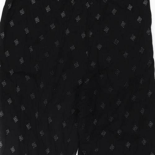 H&M Womens Black Geometric Viscose Trousers Size 12 L25.5 in Regular