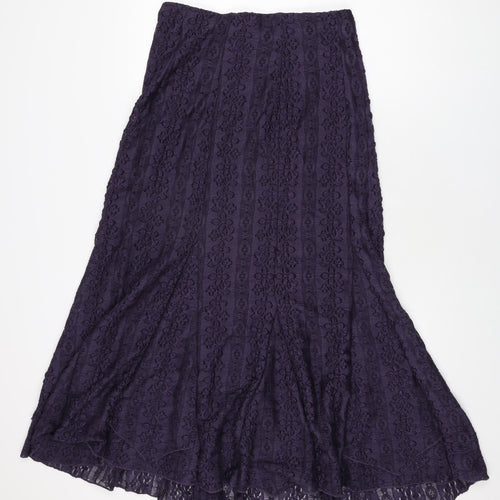 Per Una Womens Purple Floral Polyester Flare Skirt Size 12