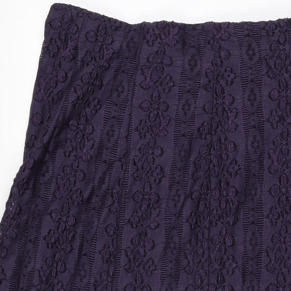 Per Una Womens Purple Floral Polyester Flare Skirt Size 12