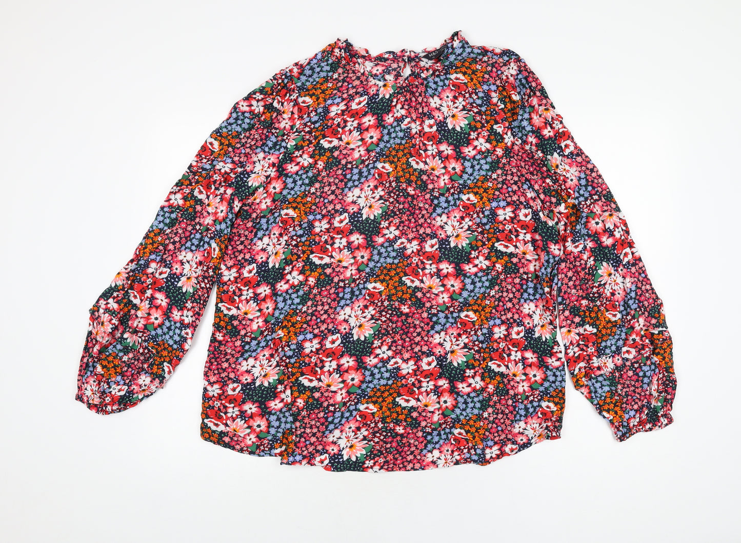 Marks and Spencer Womens Multicoloured Floral Viscose Basic Blouse Size 18 Round Neck