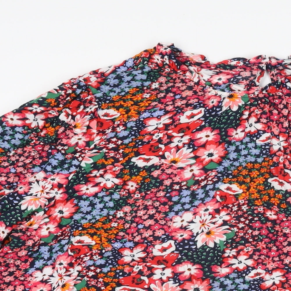 Marks and Spencer Womens Multicoloured Floral Viscose Basic Blouse Size 18 Round Neck