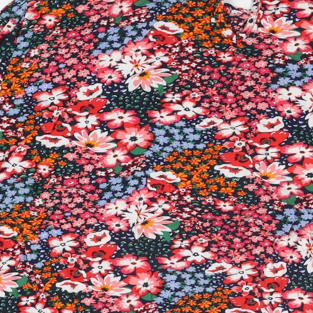 Marks and Spencer Womens Multicoloured Floral Viscose Basic Blouse Size 18 Round Neck