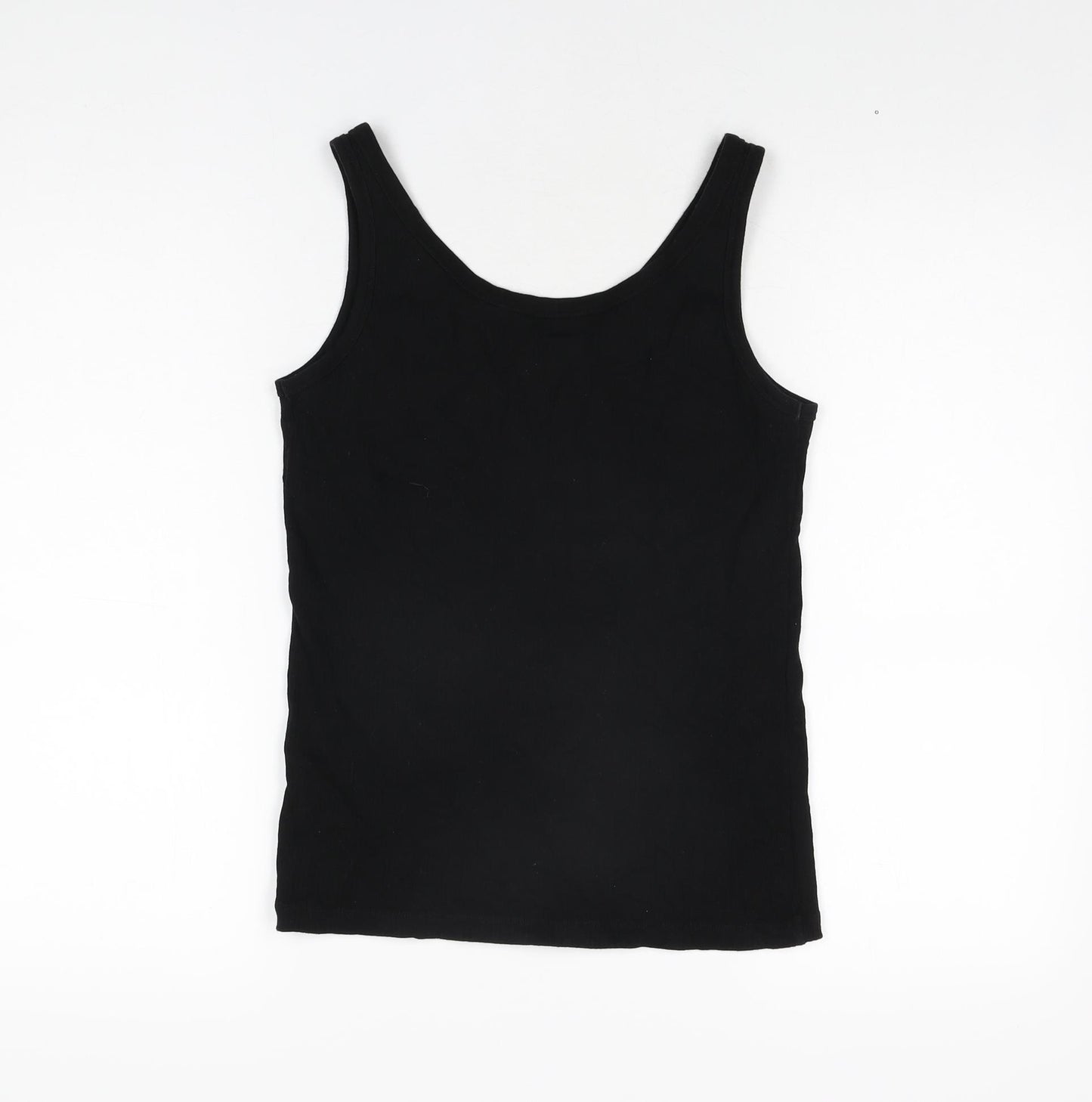 Uniqlo Womens Black Cotton Basic Tank Size M V-Neck