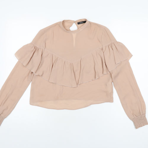 Bershka Womens Pink Polyester Basic Blouse Size XS Round Neck
