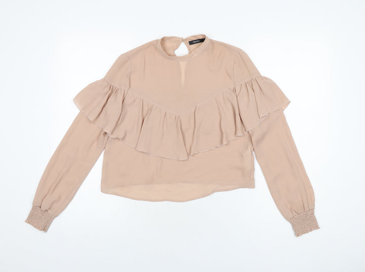 Bershka Womens Pink Polyester Basic Blouse Size XS Round Neck