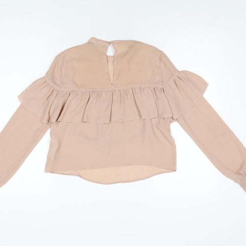 Bershka Womens Pink Polyester Basic Blouse Size XS Round Neck