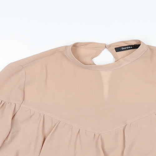 Bershka Womens Pink Polyester Basic Blouse Size XS Round Neck