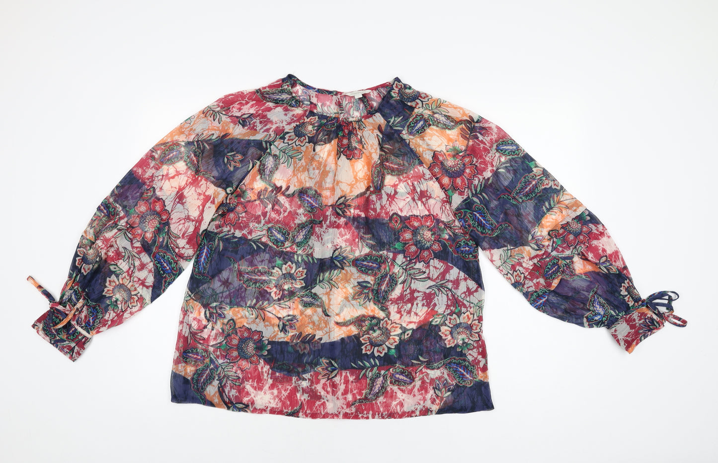 Monsoon Womens Multicoloured Floral Polyester Basic Blouse Size M Round Neck