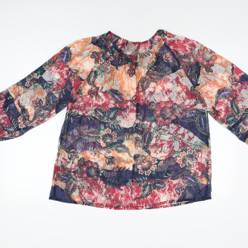 Monsoon Womens Multicoloured Floral Polyester Basic Blouse Size M Round Neck