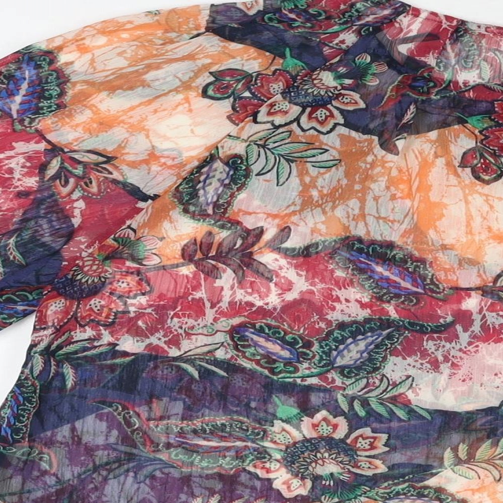 Monsoon Womens Multicoloured Floral Polyester Basic Blouse Size M Round Neck