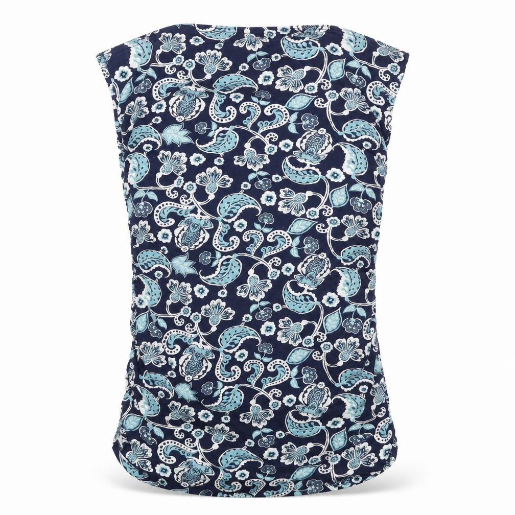 Dorothy Perkins Womens Blue Floral Cotton Basic T-Shirt Size 14 Off the Shoulder