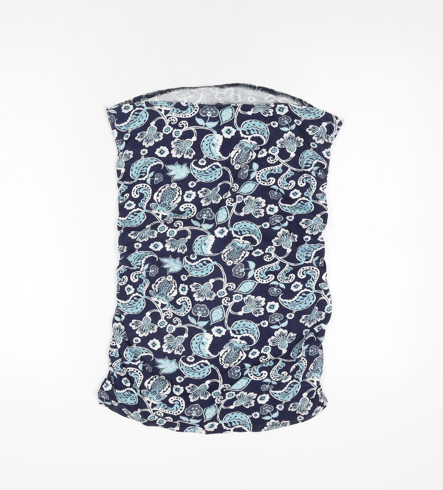 Dorothy Perkins Womens Blue Floral Cotton Basic T-Shirt Size 14 Off the Shoulder