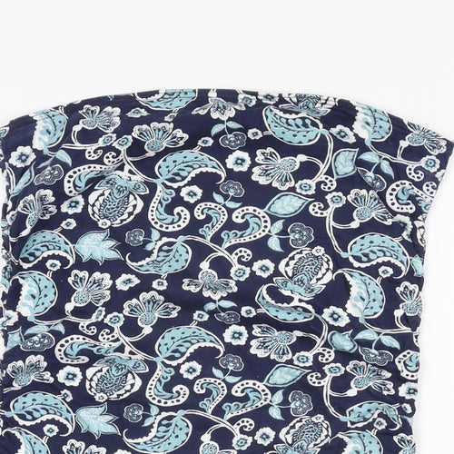 Dorothy Perkins Womens Blue Floral Cotton Basic T-Shirt Size 14 Off the Shoulder