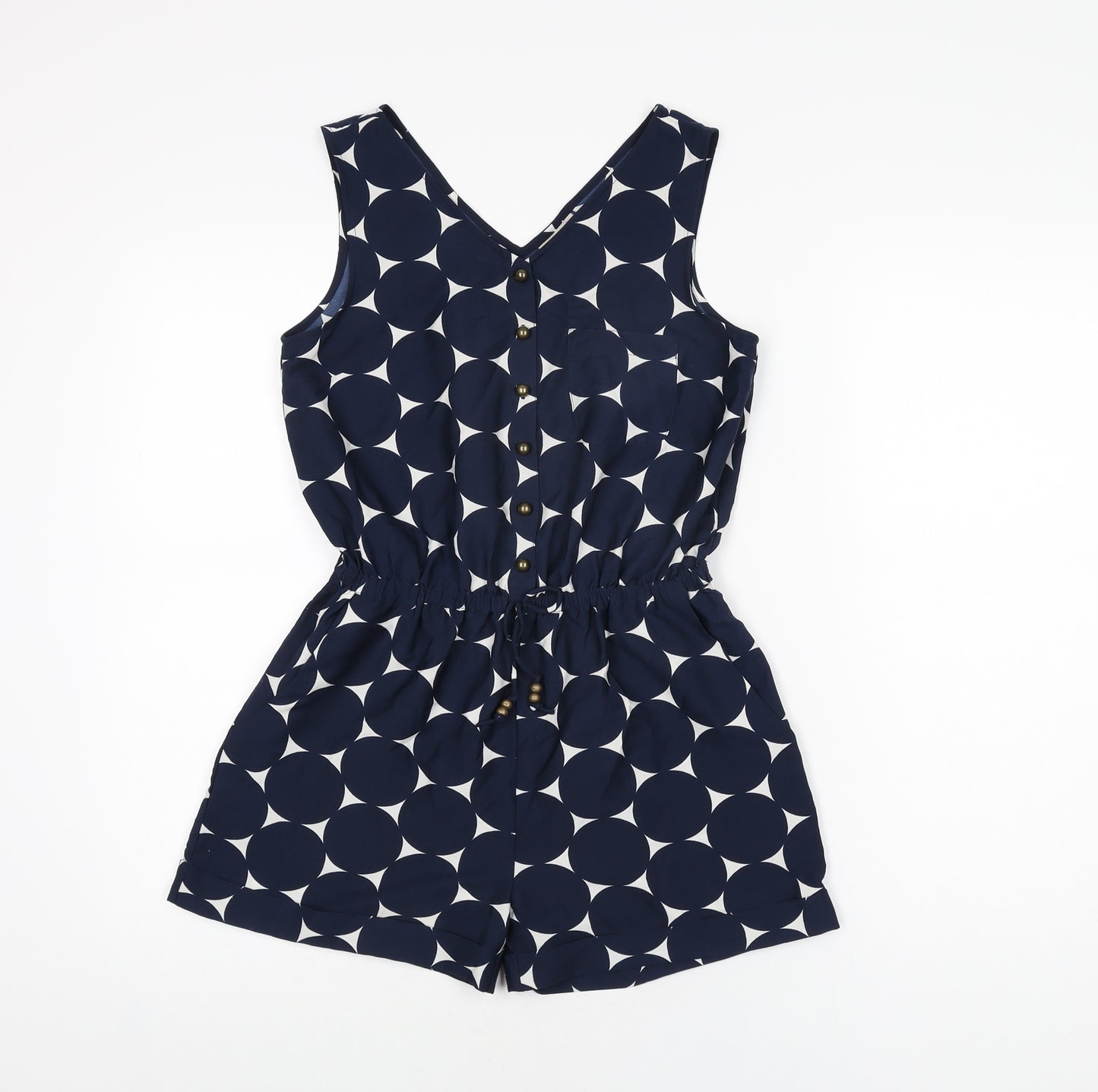 NEXT Girls Blue Polka Dot Polyester Playsuit One-Piece Size 12 Years Button