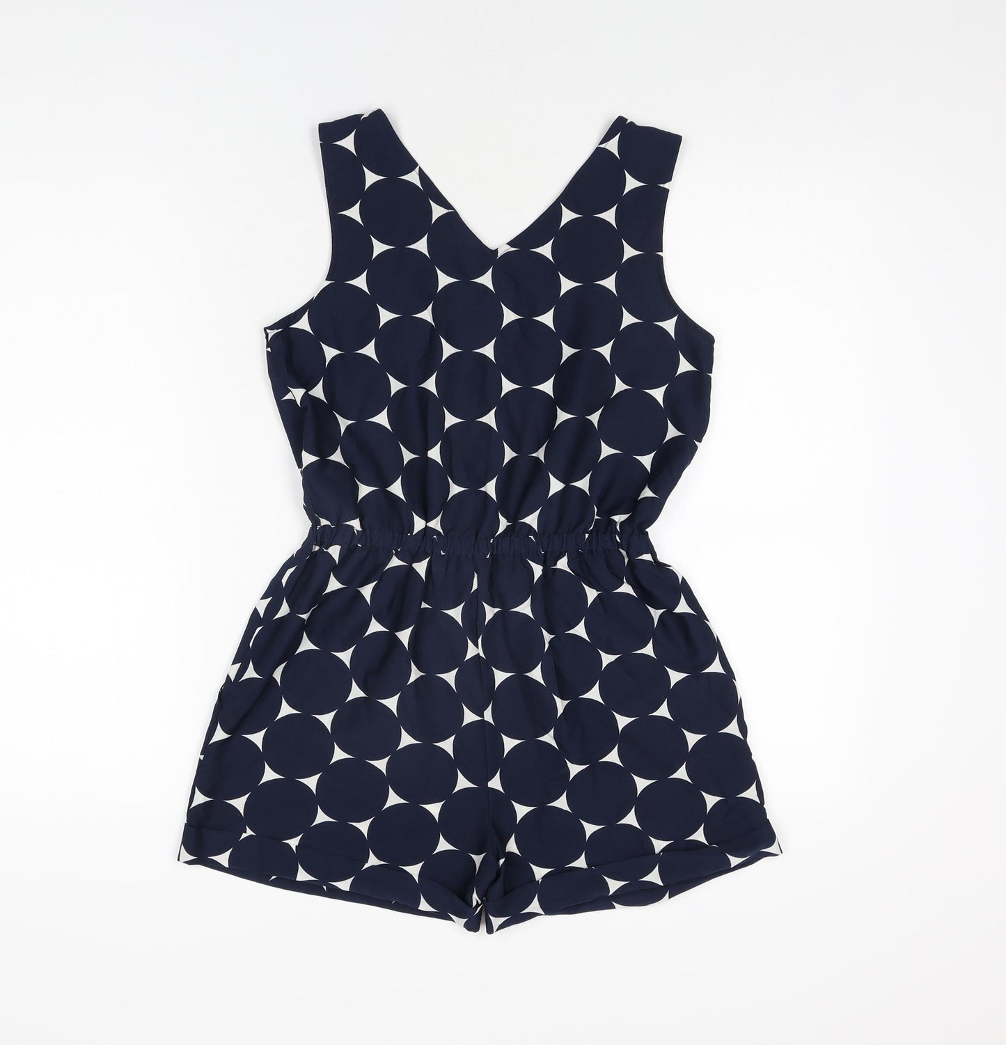 NEXT Girls Blue Polka Dot Polyester Playsuit One-Piece Size 12 Years Button