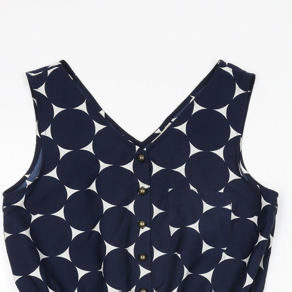NEXT Girls Blue Polka Dot Polyester Playsuit One-Piece Size 12 Years Button