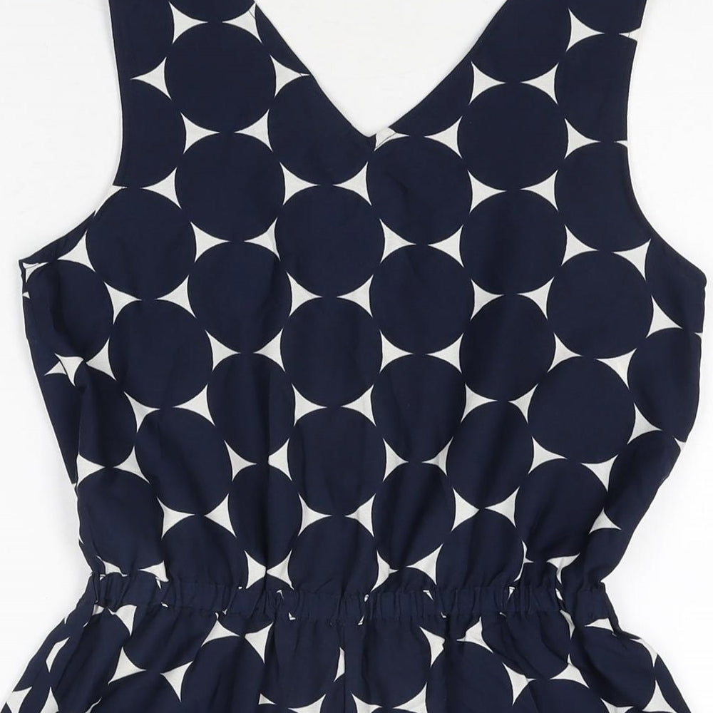 NEXT Girls Blue Polka Dot Polyester Playsuit One-Piece Size 12 Years Button