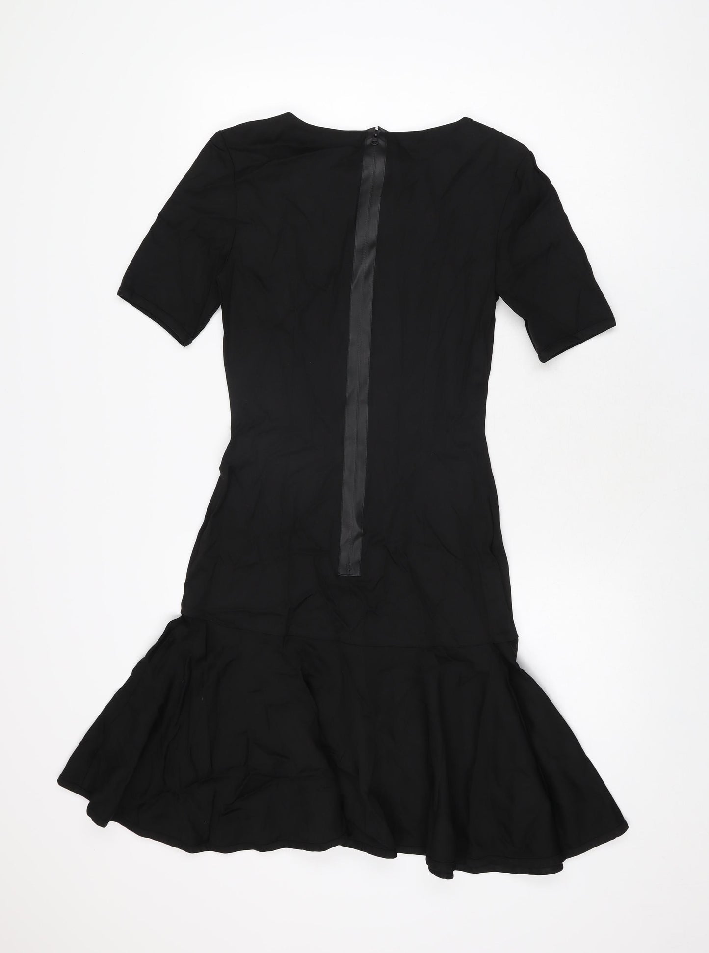 H&M Womens Black Viscose Shift Size 10 Round Neck Zip