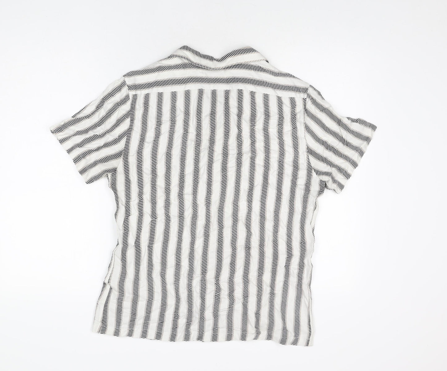 Reiss Mens White Geometric Viscose Button-Up Size L Collared Button