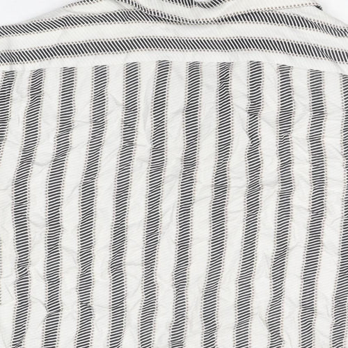 Reiss Mens White Geometric Viscose Button-Up Size L Collared Button