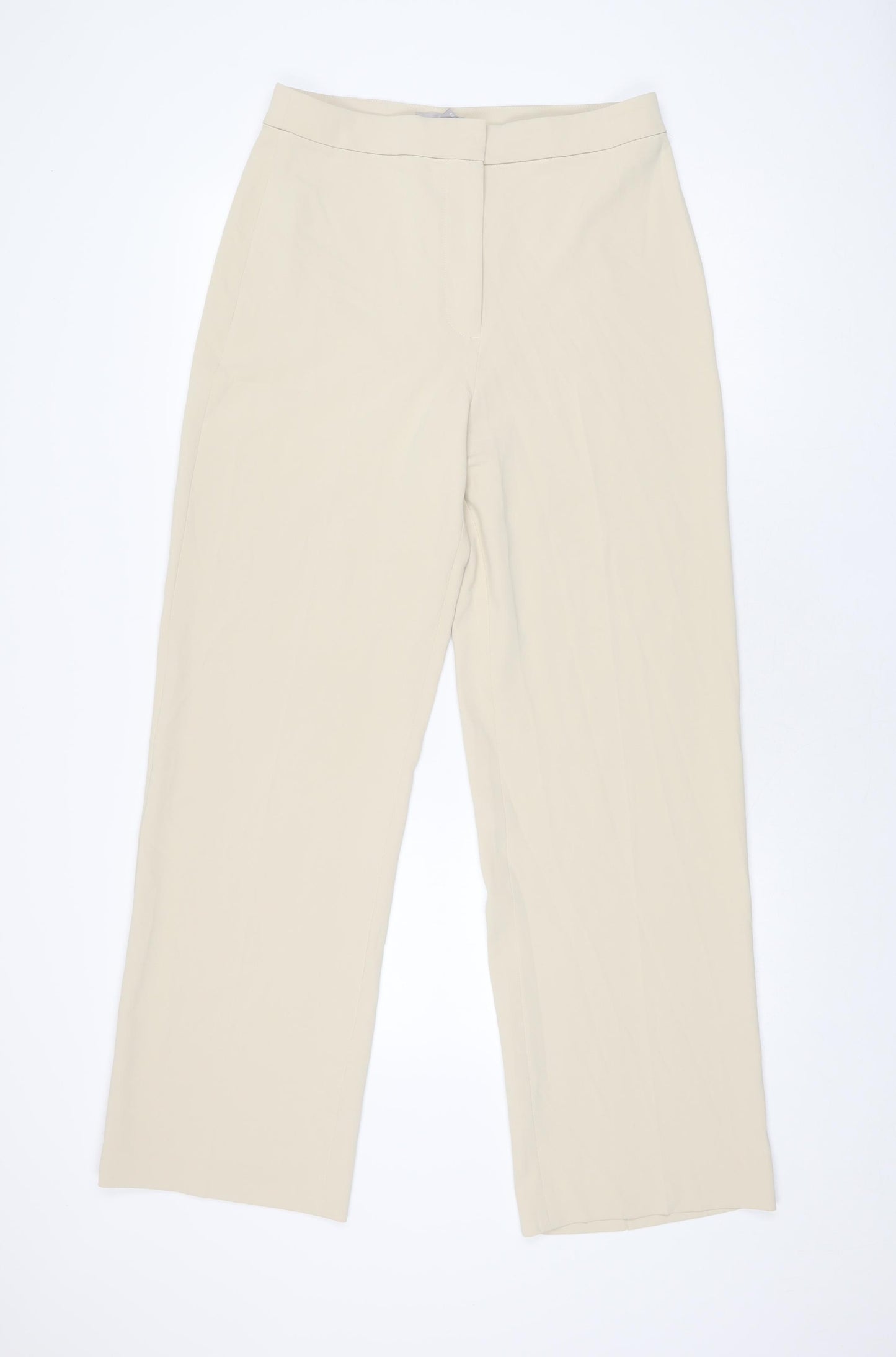 H&M Womens Beige Polyester Trousers Size 12 L31 in Regular Zip