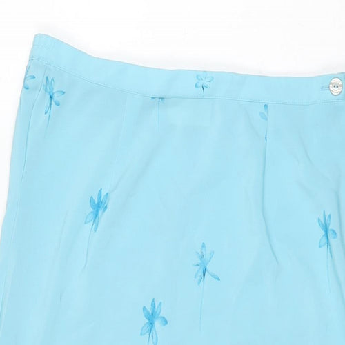 Bonmarché Womens Blue Floral Polyester Straight & Pencil Skirt Size 14 Zip