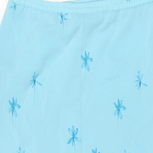 Bonmarché Womens Blue Floral Polyester Straight & Pencil Skirt Size 14 Zip