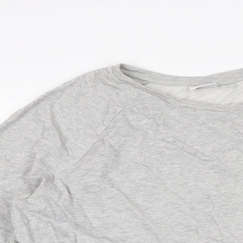 Jaqueline de Yong Womens Grey Cotton Basic T-Shirt Size M Round Neck