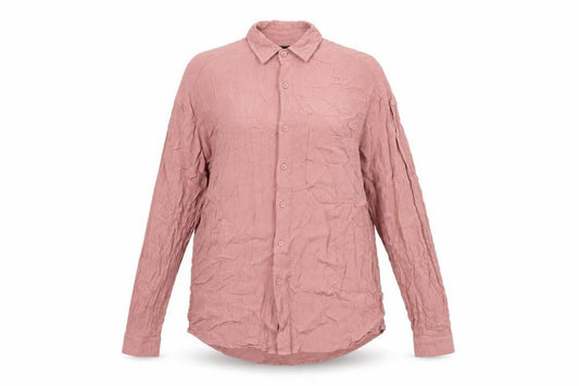 Front view of ASOS women’s pink viscose basic button-up, size XS, collared