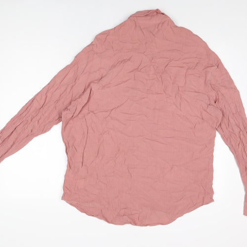 ASOS Womens Pink Viscose Basic Button-Up Size XS Collared