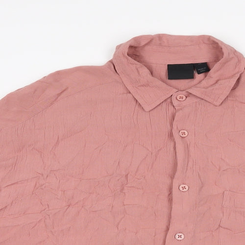 ASOS Womens Pink Viscose Basic Button-Up Size XS Collared