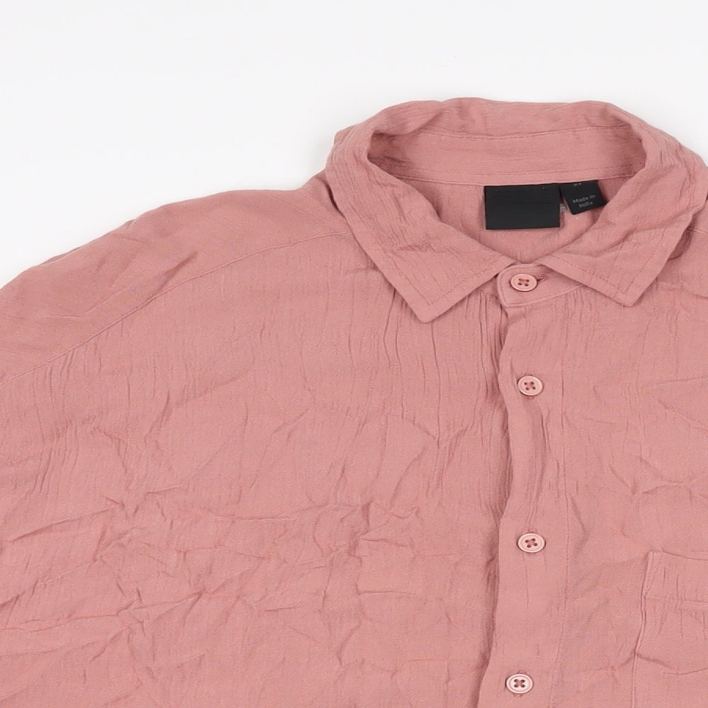 ASOS Womens Pink Viscose Basic Button-Up Size XS Collared