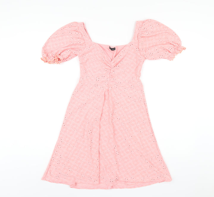 I SAW IT FIRST Womens Pink Polyester A-Line Size 6 V-Neck Pullover