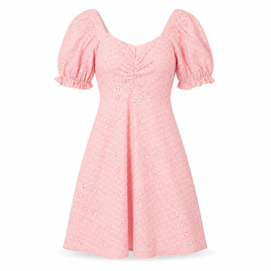 Front view of I SAW IT FIRST women’s pink polyester a-line, size UK 6, v-neck pullover