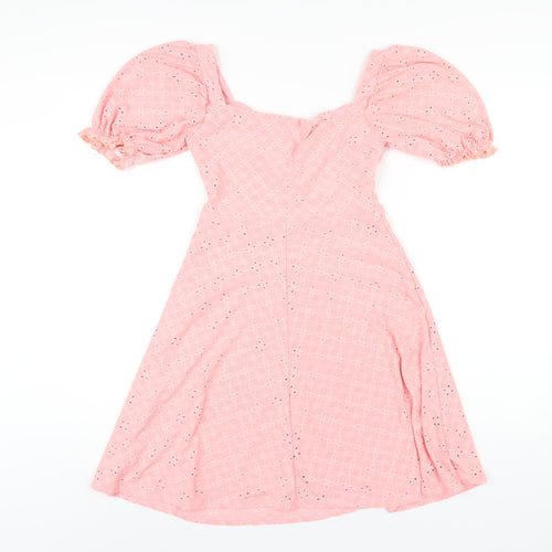 I SAW IT FIRST Womens Pink Polyester A-Line Size 6 V-Neck Pullover