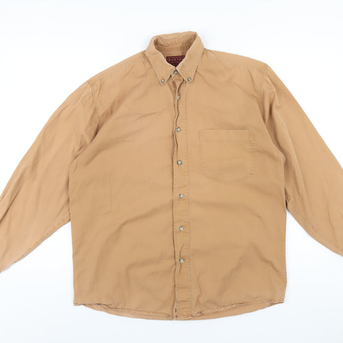Burton Mens Beige Cotton Button-Up Size S Collared Button