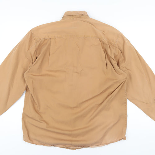 Burton Mens Beige Cotton Button-Up Size S Collared Button