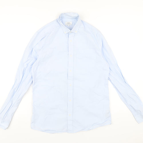 NEXT Mens Blue Cotton Dress Shirt Size S Collared Button