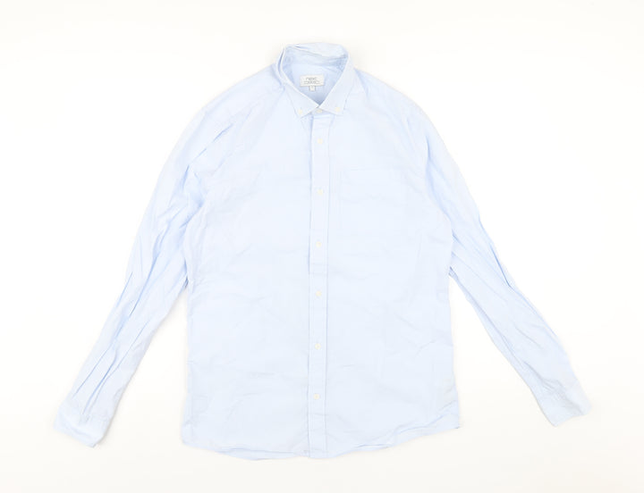 NEXT Mens Blue Cotton Dress Shirt Size S Collared Button