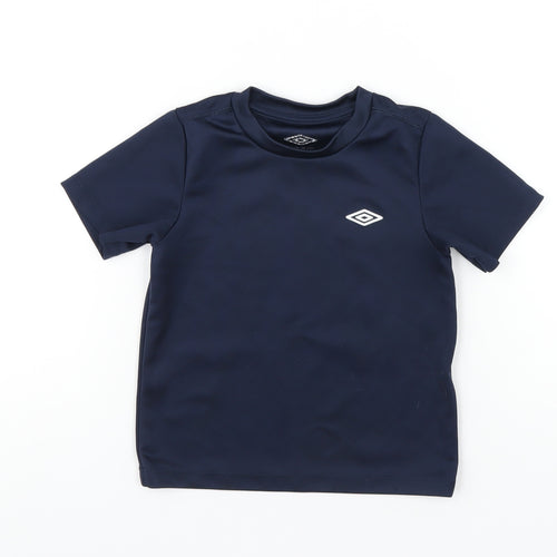 Umbro Boys Blue Polyester Basic T-Shirt Size 4-5 Years Round Neck Pullover