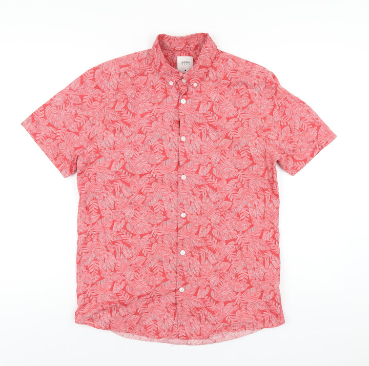 Burton Mens Red Floral Cotton Button-Up Size M Collared Button