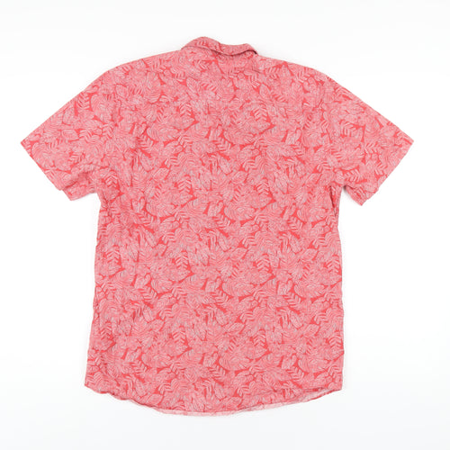 Burton Mens Red Floral Cotton Button-Up Size M Collared Button