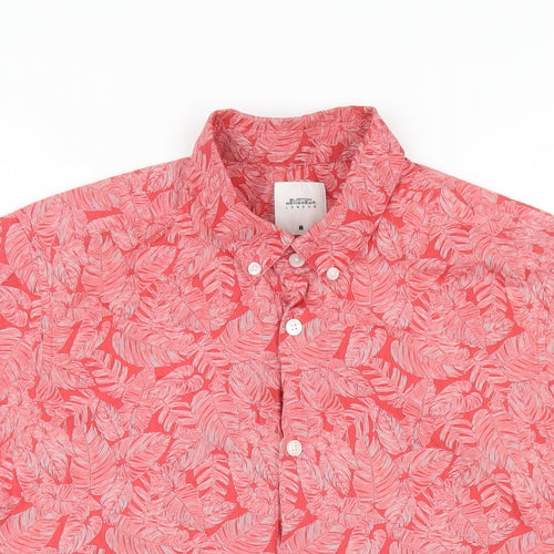 Burton Mens Red Floral Cotton Button-Up Size M Collared Button