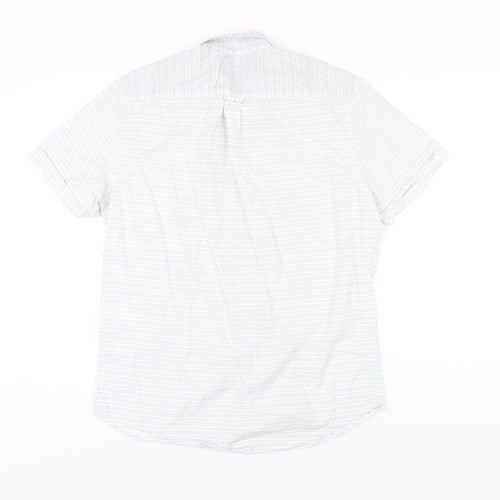 NEXT Mens Blue Geometric Cotton Button-Up Size M Collared Button