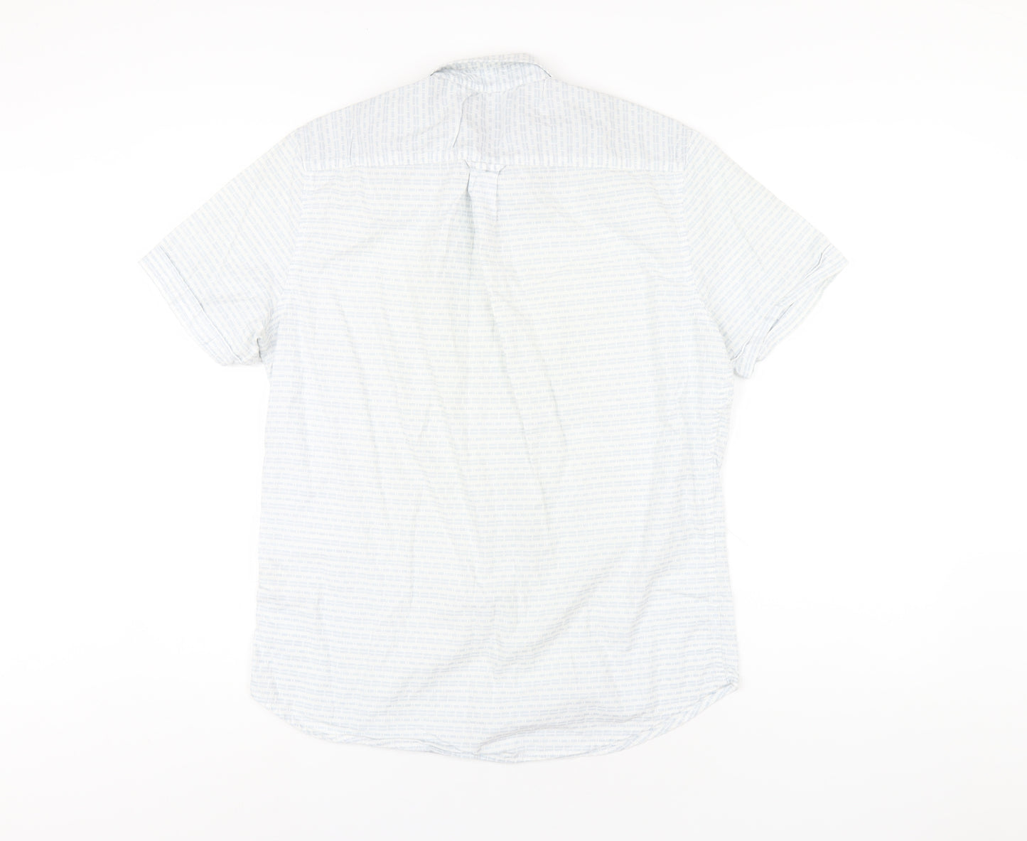 NEXT Mens Blue Geometric Cotton Button-Up Size M Collared Button